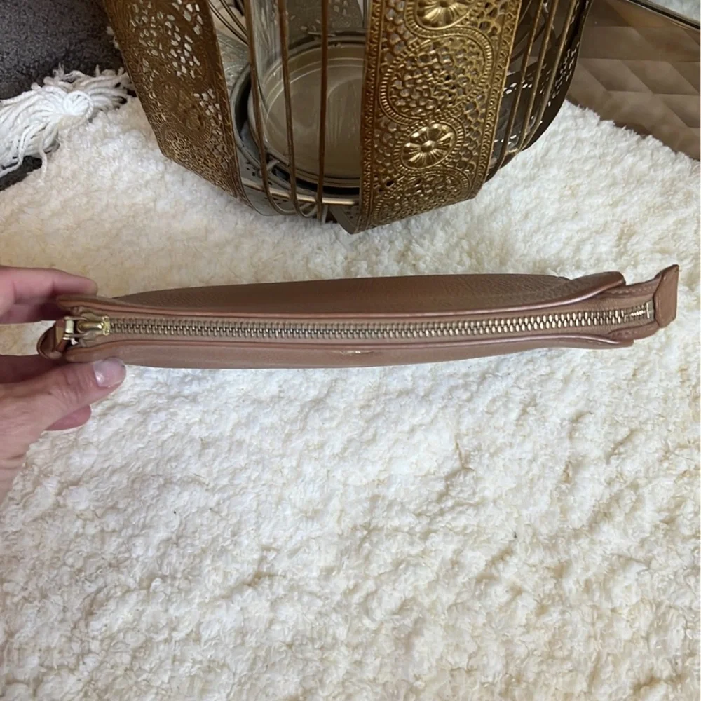 Tory Burch Brown Pebbled Leather Crossbody Wallet with Gold Logo